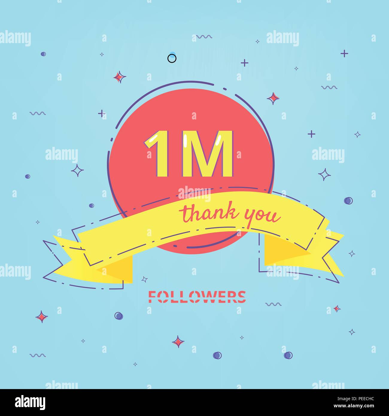 1m Anhanger Feier Karte Mit Band Eine Million Anhanger Danke Phrase Vorlage Fur Social Media 1000000 Teilnehmer Banner Eleme Stock Vektorgrafik Alamy