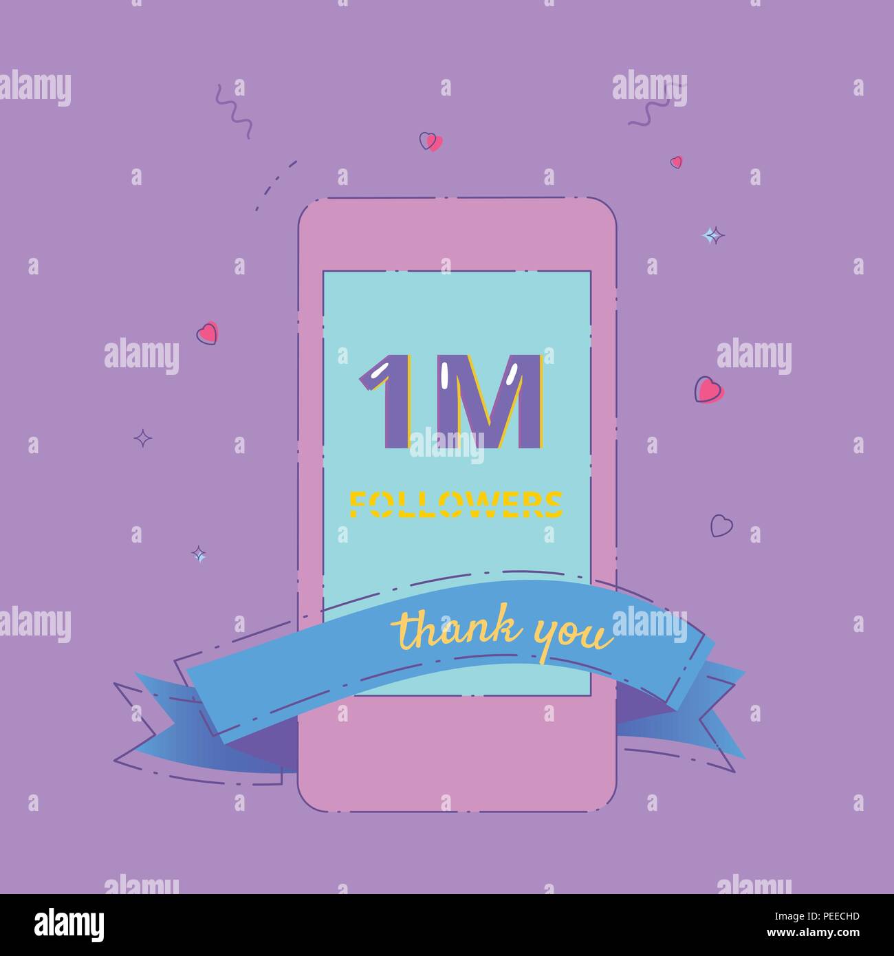 1m Anhanger Feier Karte Eine Million Anhanger Danke Phrase Mit Telefon Vorlage Fur Social Media 1000000 Teilnehmer Lebendige Banner Stock Vektorgrafik Alamy