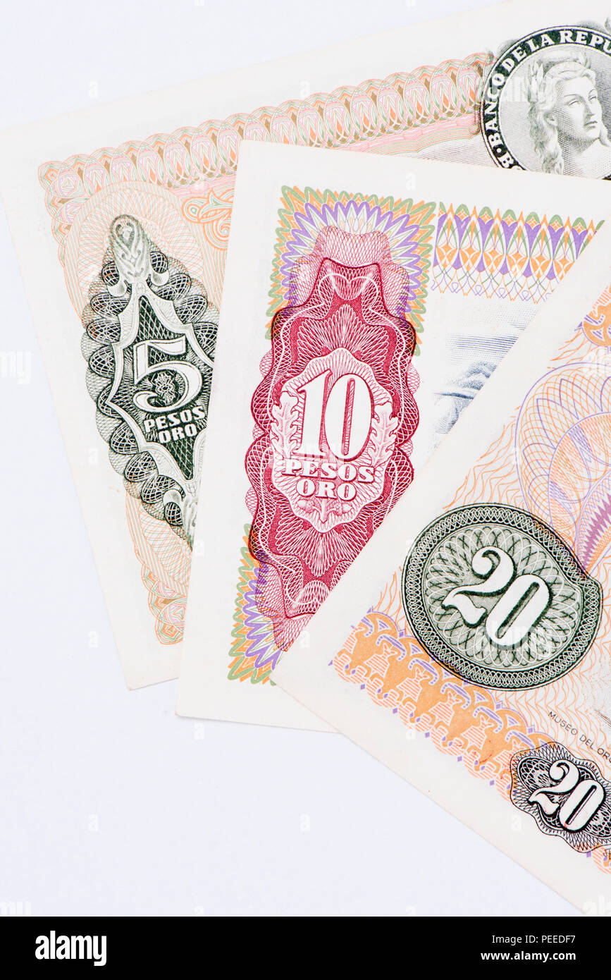 Nahaufnahme Detail Kolumbien Papiergeld Stockfoto