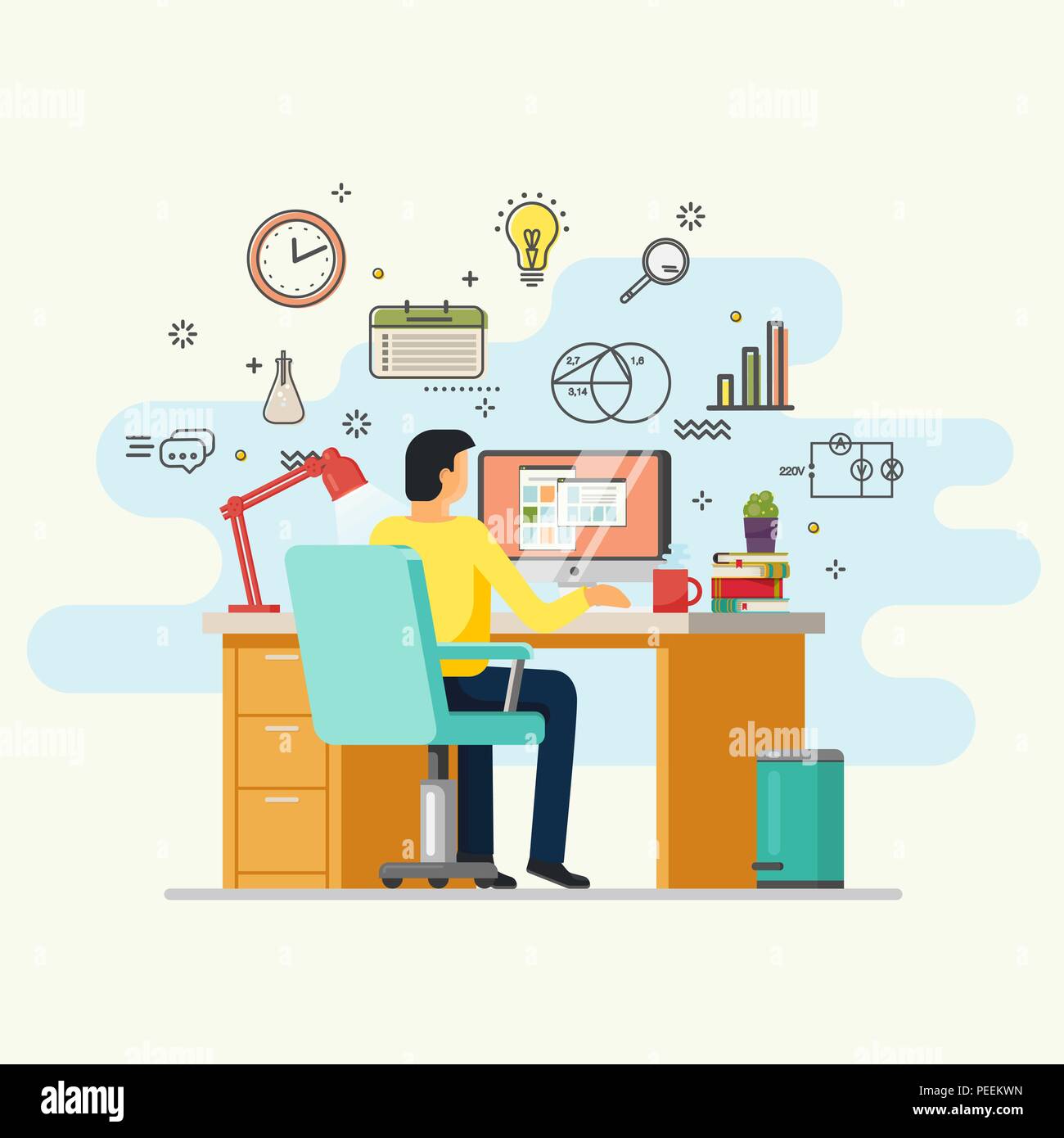 Männlicher arbeitsplatz Stock-Vektorgrafiken kaufen - Seite 2 - Alamy