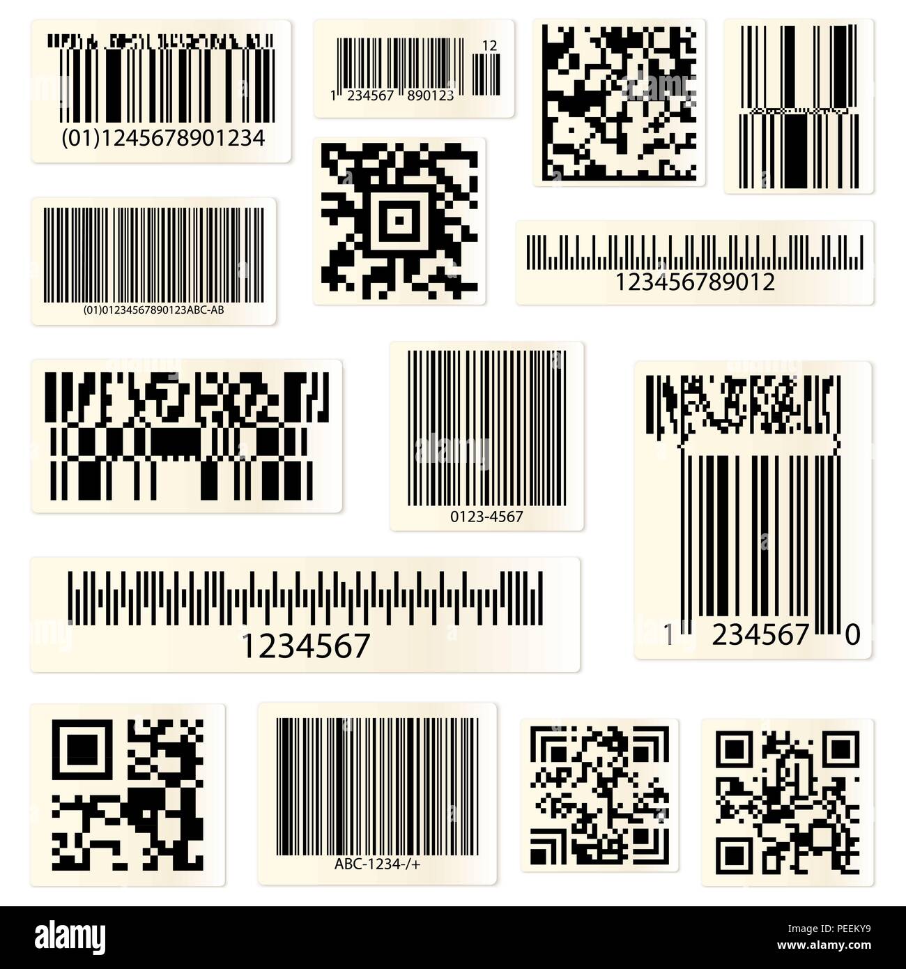 Eingestellt von isolierten Barcodes und QR-Codes für Hyperlinks. Handy oder Smartphone scannen Technologie für Web- und EDV-Verbindungen. Identifikation Square für Produkt Verkauf Informationen, Tag für Codierung Stock Vektor