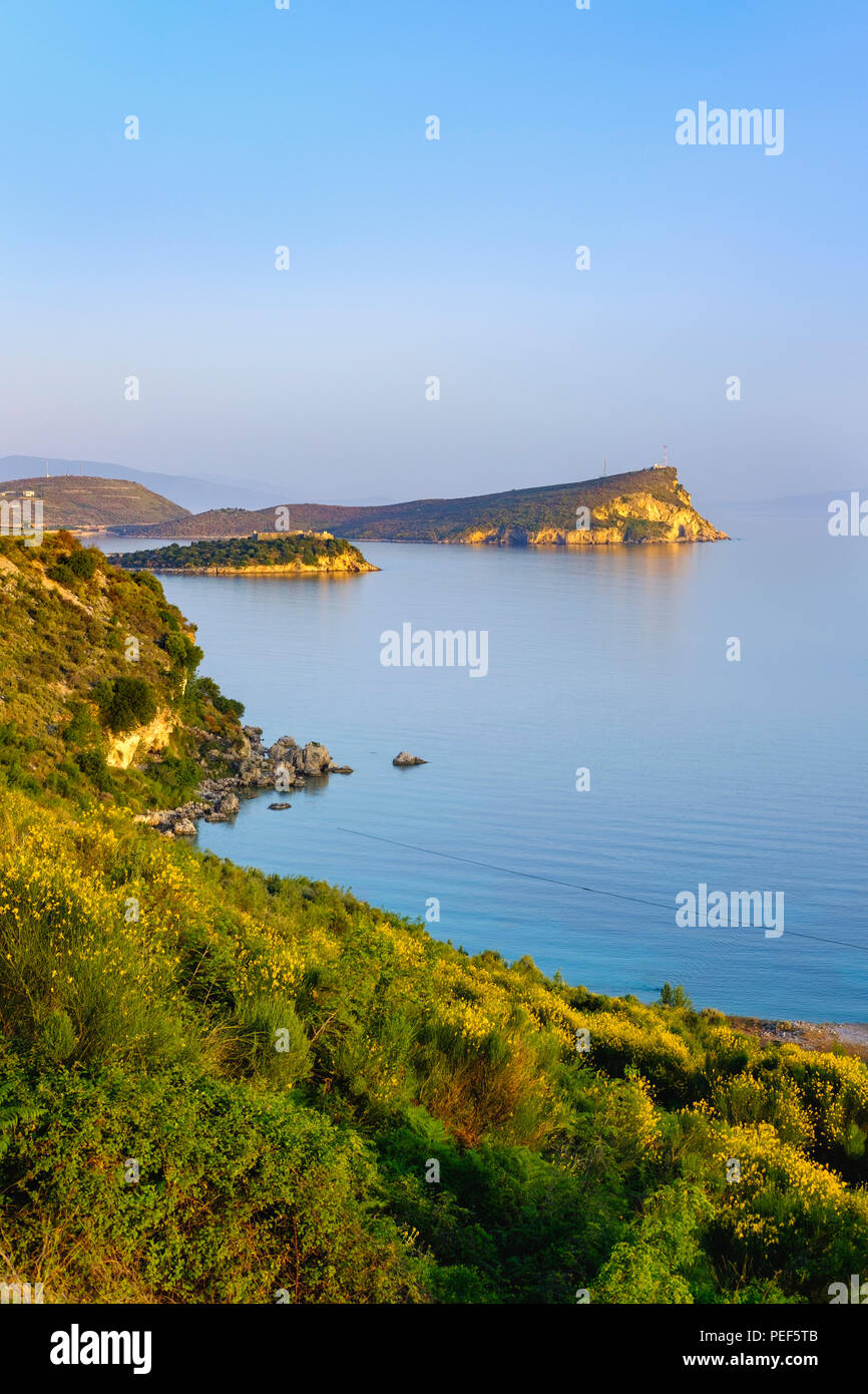 Küste, hinter der Festung Porto Palermo und KEPI ich Palermos, in Himara, Albanischen Riviera, qark Vlora, Albanien Stockfoto