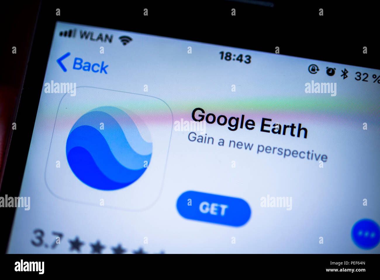 Google Earth App im Apple App Store, App Symbol, Display, iPhone, iOS, Smartphone, Nahaufnahme, Detail, Deutschland Stockfoto