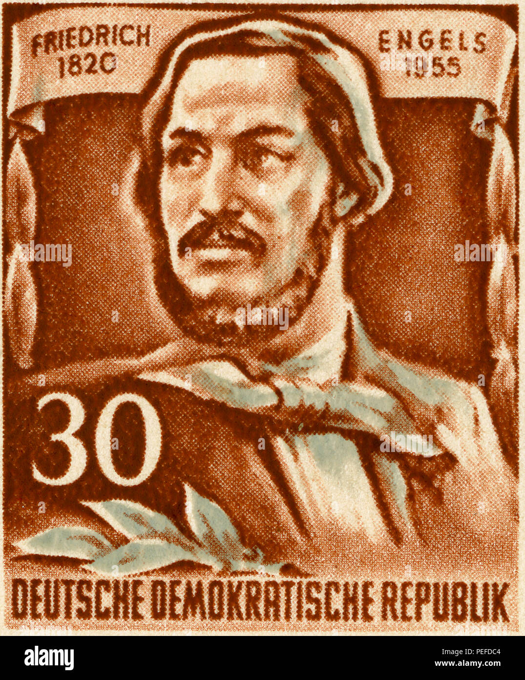 Friedrich Engels Commemorative Briefmarke, DDR, DDR, 1955 Stockfoto