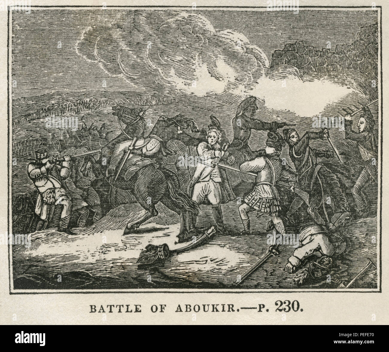 Schlacht von Aboukir, 1798, Illustration aus dem Buch, historische Kabinett, LINKS Junge Publisher, New Haven, 1834 Stockfoto