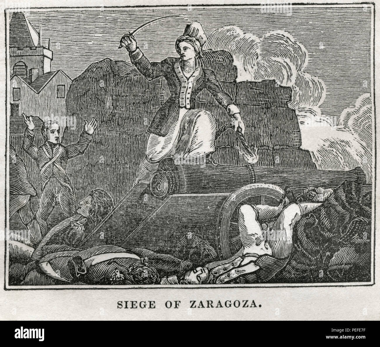 Belagerung von Saragossa, Illustration aus dem Buch, historische Kabinett, LINKS Junge Publisher, New Haven, 1834 Stockfoto