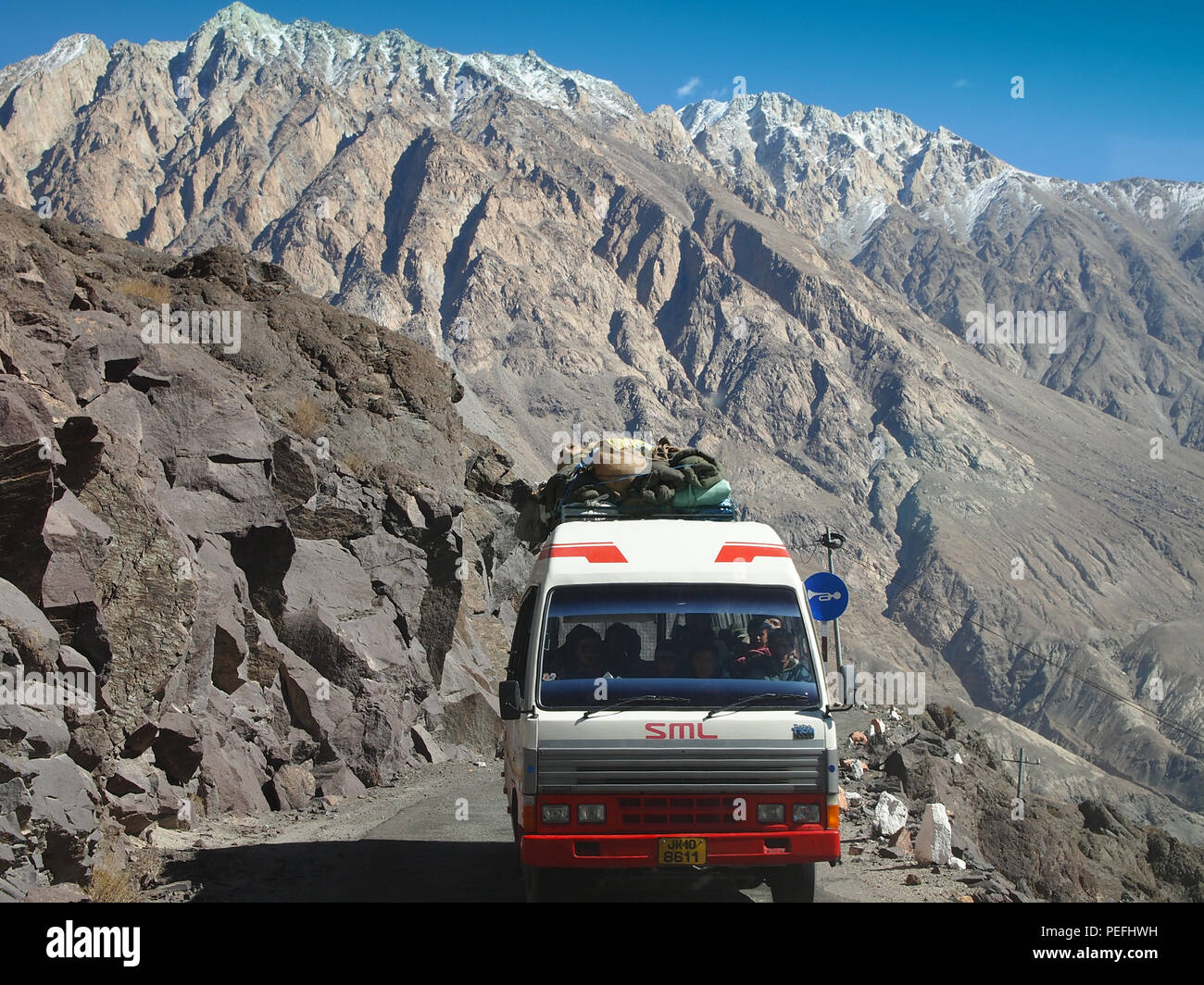 High Mountain pass Khardung La (5359 m.ü.M) in Ladakh, Indien Stockfoto