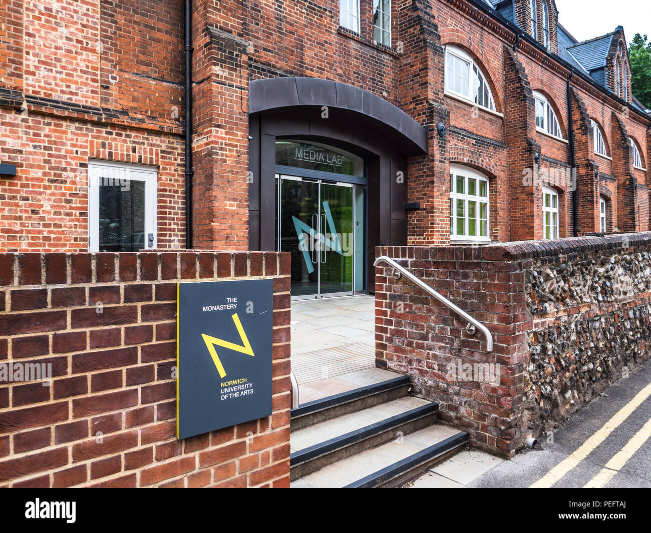 Norwich University of the Arts NUA Buildings in Central Norwich - Monastery Media Lab Stockfoto