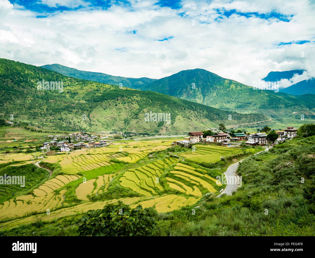 Die schöne Landschaft in der Landschaft von Bhutan Stockfoto