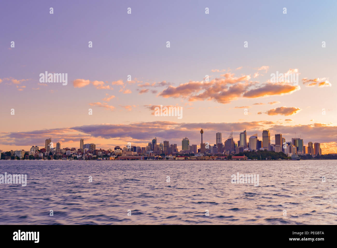 Stadtbild von Sydney CBD bei Sonnenuntergang Zeit Stockfoto