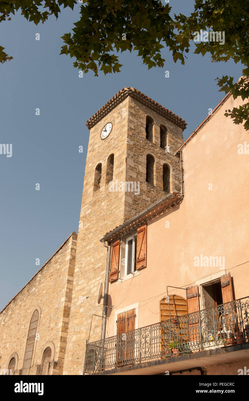 Der Uhrturm von Alet-les-Bains in der Aude, Royal, Frankreich Stockfoto