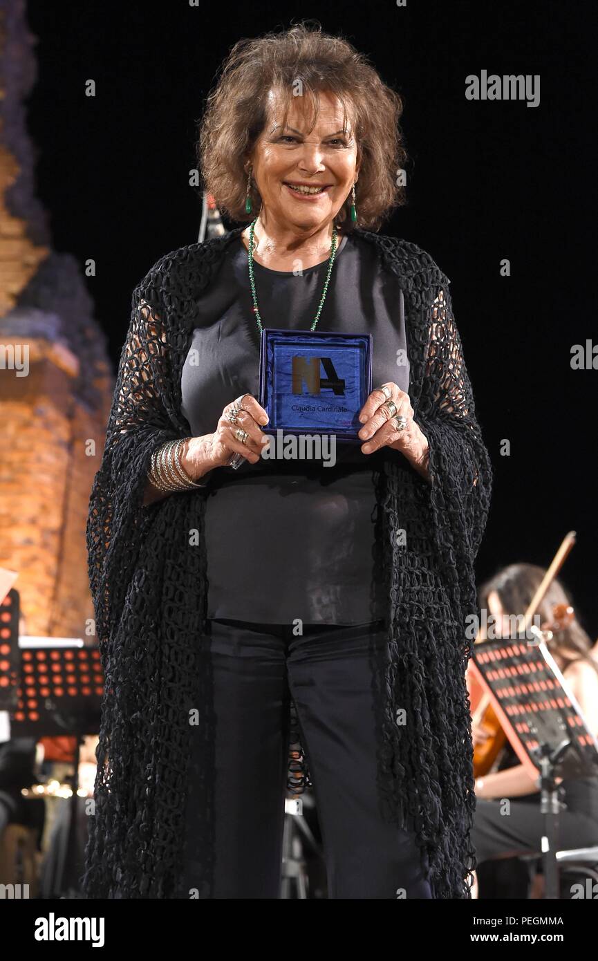 Kinematographische Award der Nationen, Award, am Teatro Antica in Taormina, Italien, statt. Mit: Claudia Cardinale Wo: Taormina, Sizilien, Italien Wann: 13 Aug 2018 Quelle: IPA/WENN.com ** Nur für die Veröffentlichung in Großbritannien, den USA, Deutschland, Österreich, Schweiz ** verfügbar Stockfoto