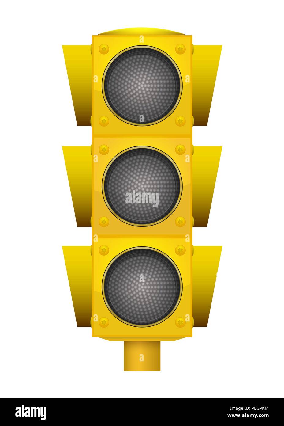 Realistische Darstellung der modernen gelb LED-Ampel mit Aus-Schalten von Lampen. Stock Vektor