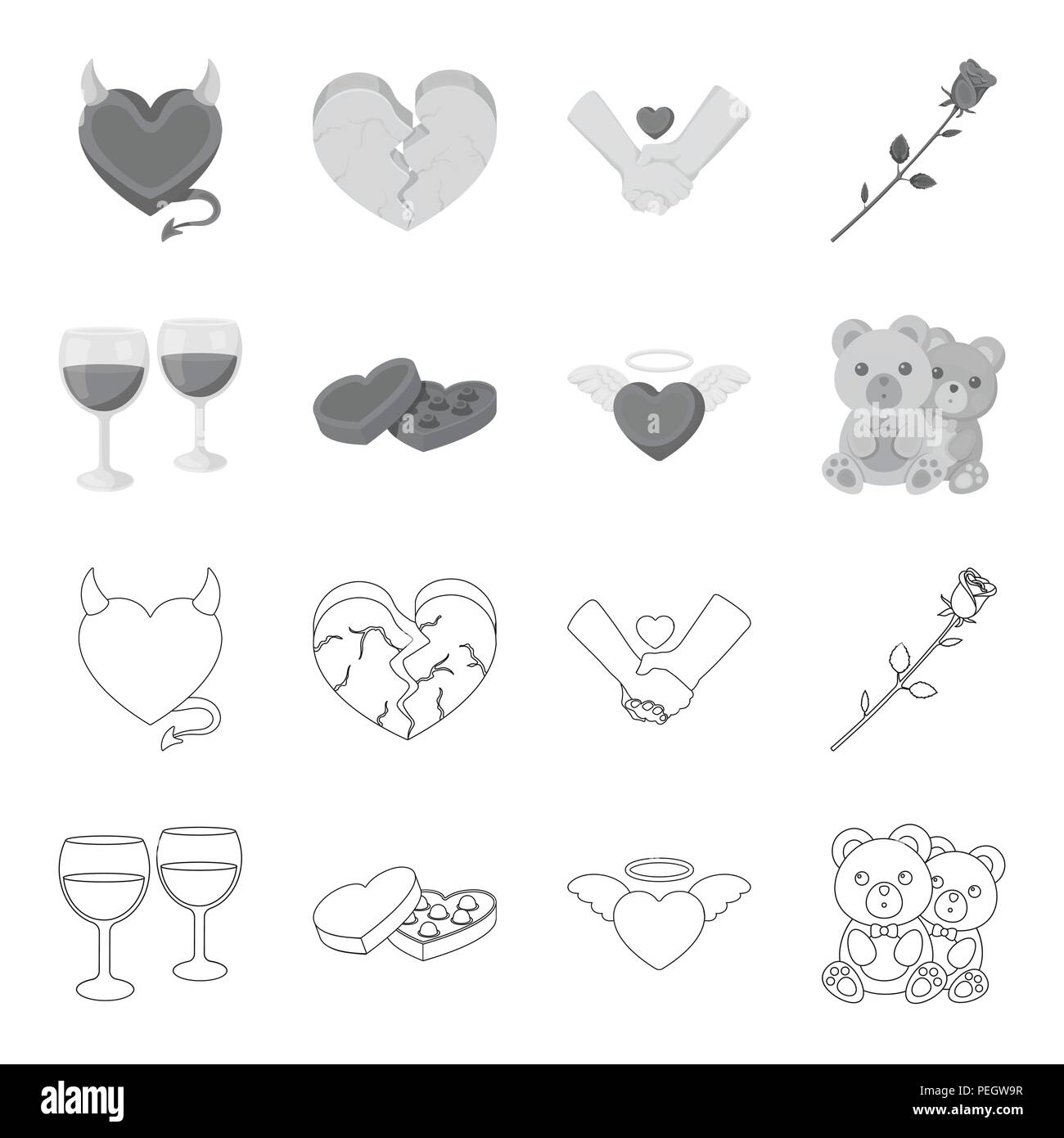 Glaser Mit Wein Schokolade Herz Baren Valentine Romantik Set Sammlung Symbole In Der Gliederungsansicht Schwarzweiss Stil Vektor Symbol Lieferbar Abbildung Stock Vektorgrafik Alamy
