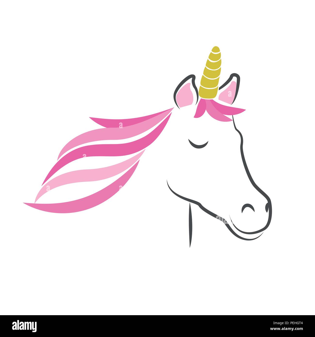 Wunderschöne Einhorn Kopf rosa Farbe Vektor-illustration EPS 10. Stock Vektor