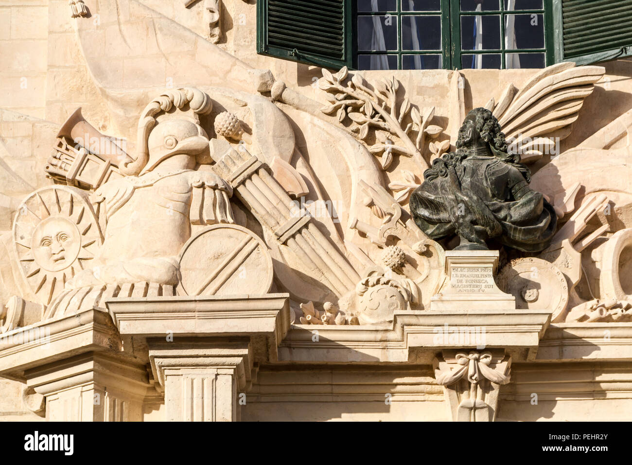 Fassade der Auberge de Castille, Gebäude des Premierministers in Valletta, Malta Stockfoto