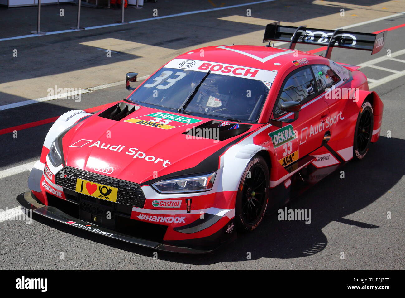 Rene Rast in seinem Audi in der DTM 2018 in Brands Hatch, Großbritannien Stockfoto