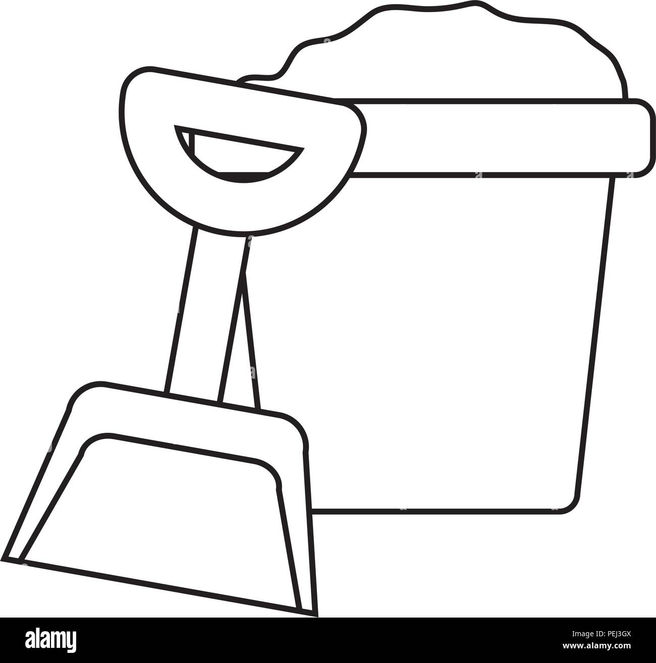 Sand Eimer und Schaufel auf weißem Hintergrund, Vector Illustration Stock Vektor