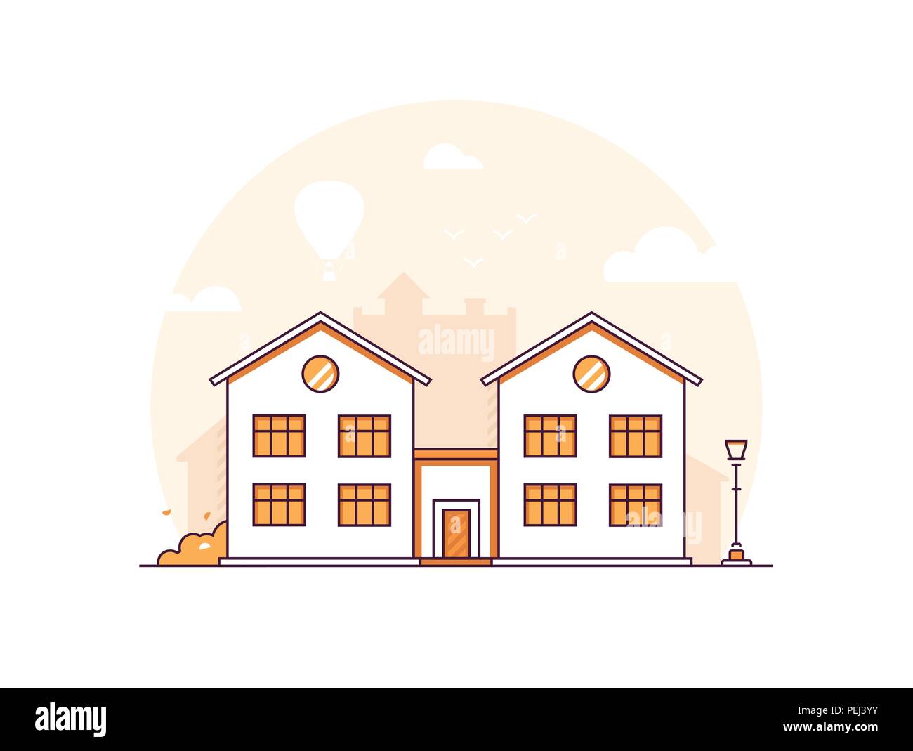 Apartment House - Moderne thin line Design Vector Illustration Stock Vektor