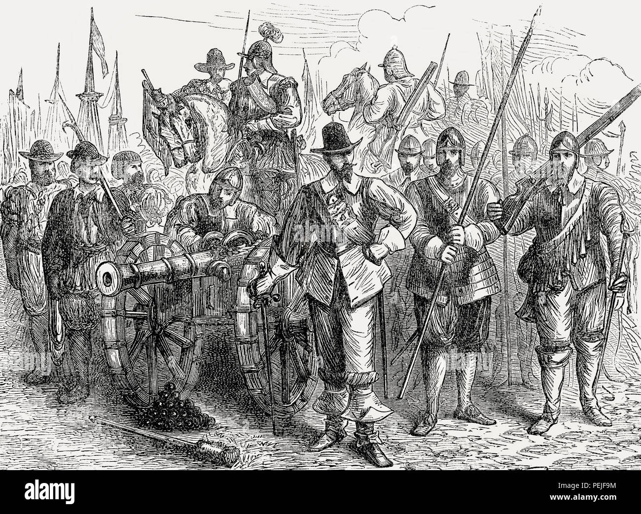 Marine- und militärischen Uniformen des Commonwealth von England, 17. Jahrhundert, die von den Britischen Schlachten auf Land und Meer, von James Grant Stockfoto