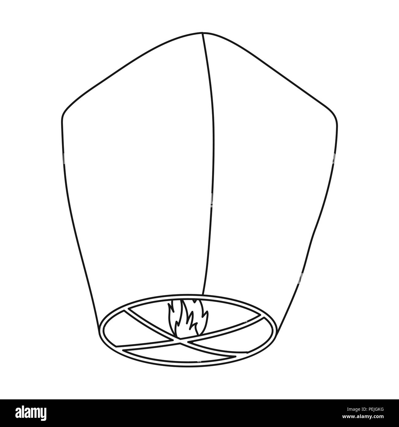 Sky lantern Symbol in der gliederungsansicht Stil auf weißem