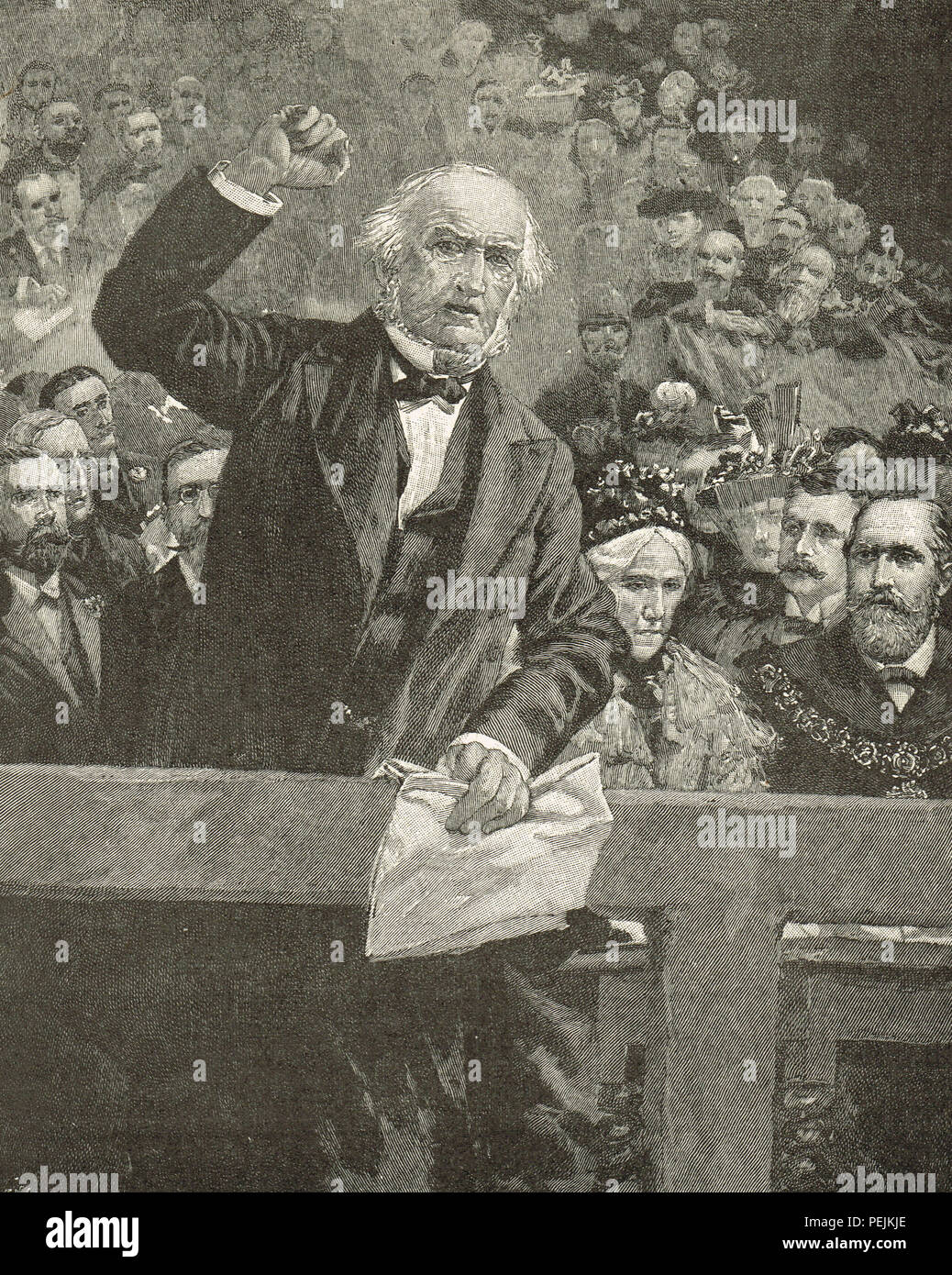 William Ewart Gladstone, denunzieren Armenischen Massakern durch die Osmanen in einer Rede in Liverpool, 2. Januar 1897 Stockfoto