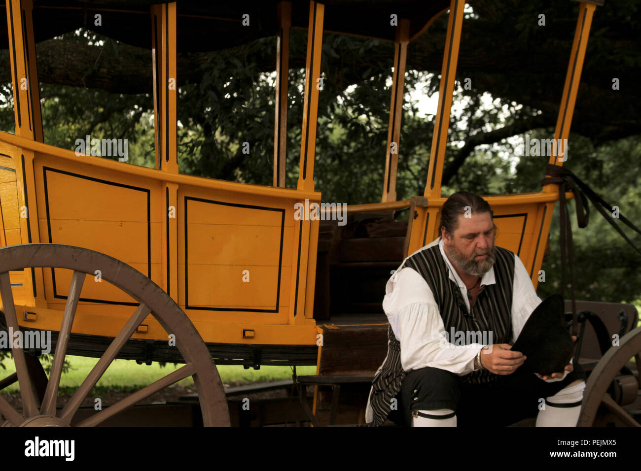 Kutscher und Kutscher in Colonial Williamsburg, Virginia, USA Stockfoto