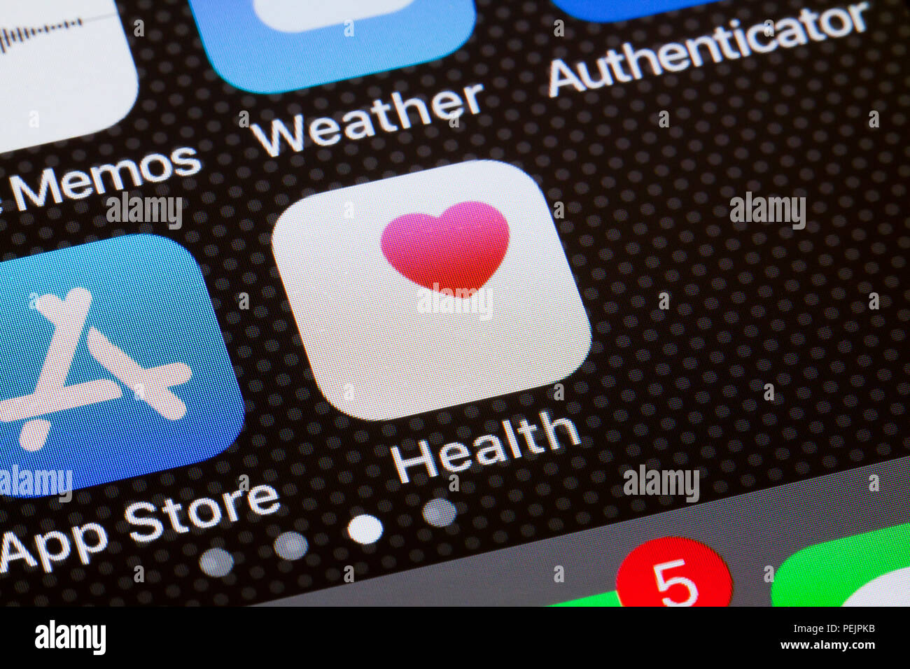 Gesundheit App auf iPhone Bildschirm - USA Stockfoto
