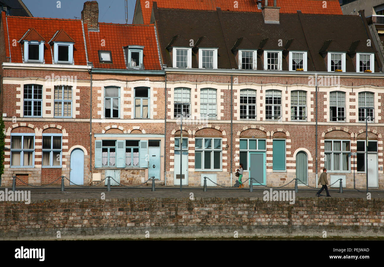 Häuser Quai du Wault Lille Frankreich Stockfoto