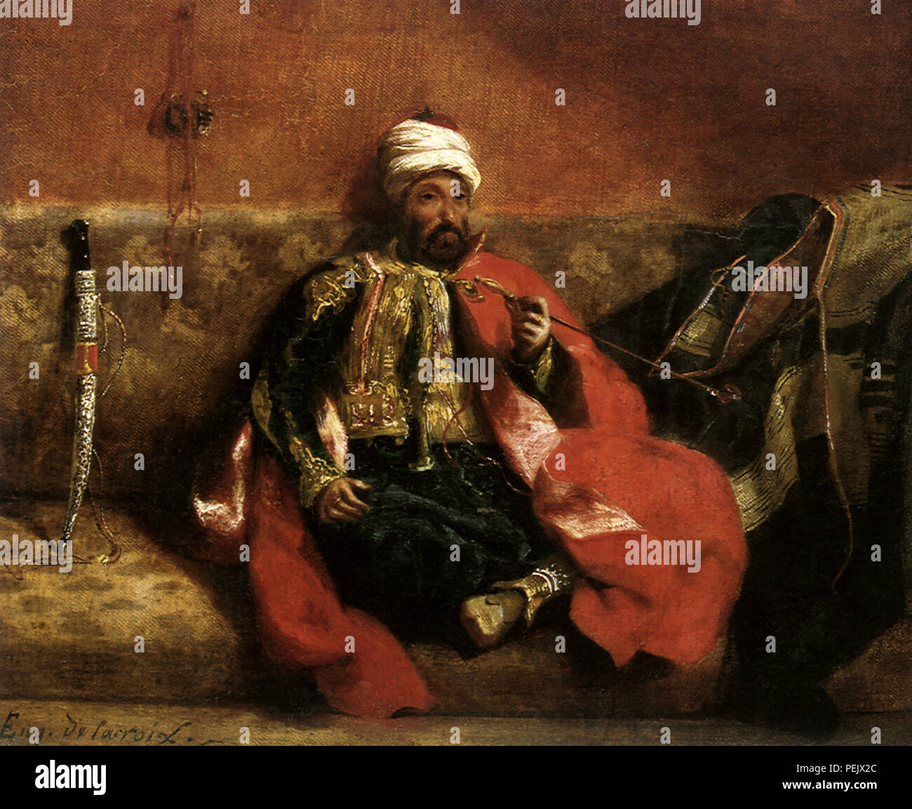 Turk sitzt auf einem Sofa Rauchen, Delacroix, Eugene Stockfoto
