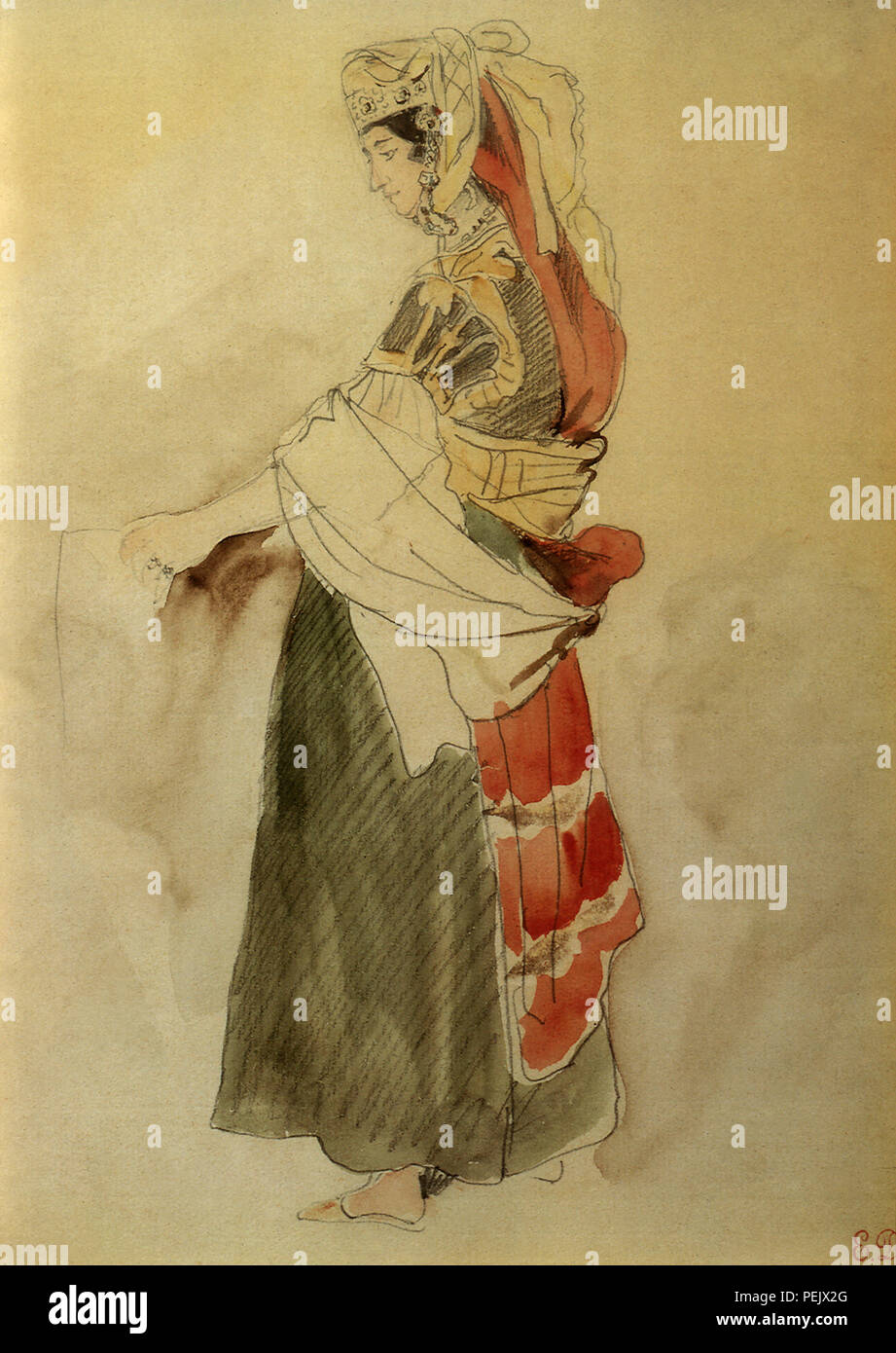 Jüdische Frau in traditioneller Kleidung, Delacroix, Eugene Stockfoto