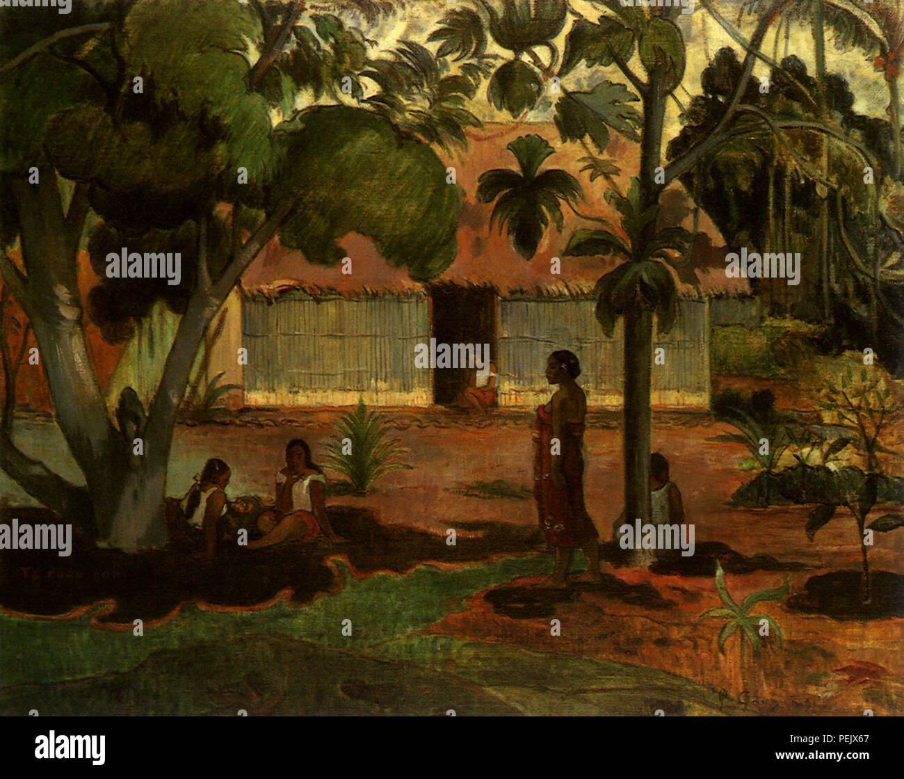 Tahitian SceneTe Ra'au Rahi (den Großen Baum), Gauguin, Paul Stockfoto
