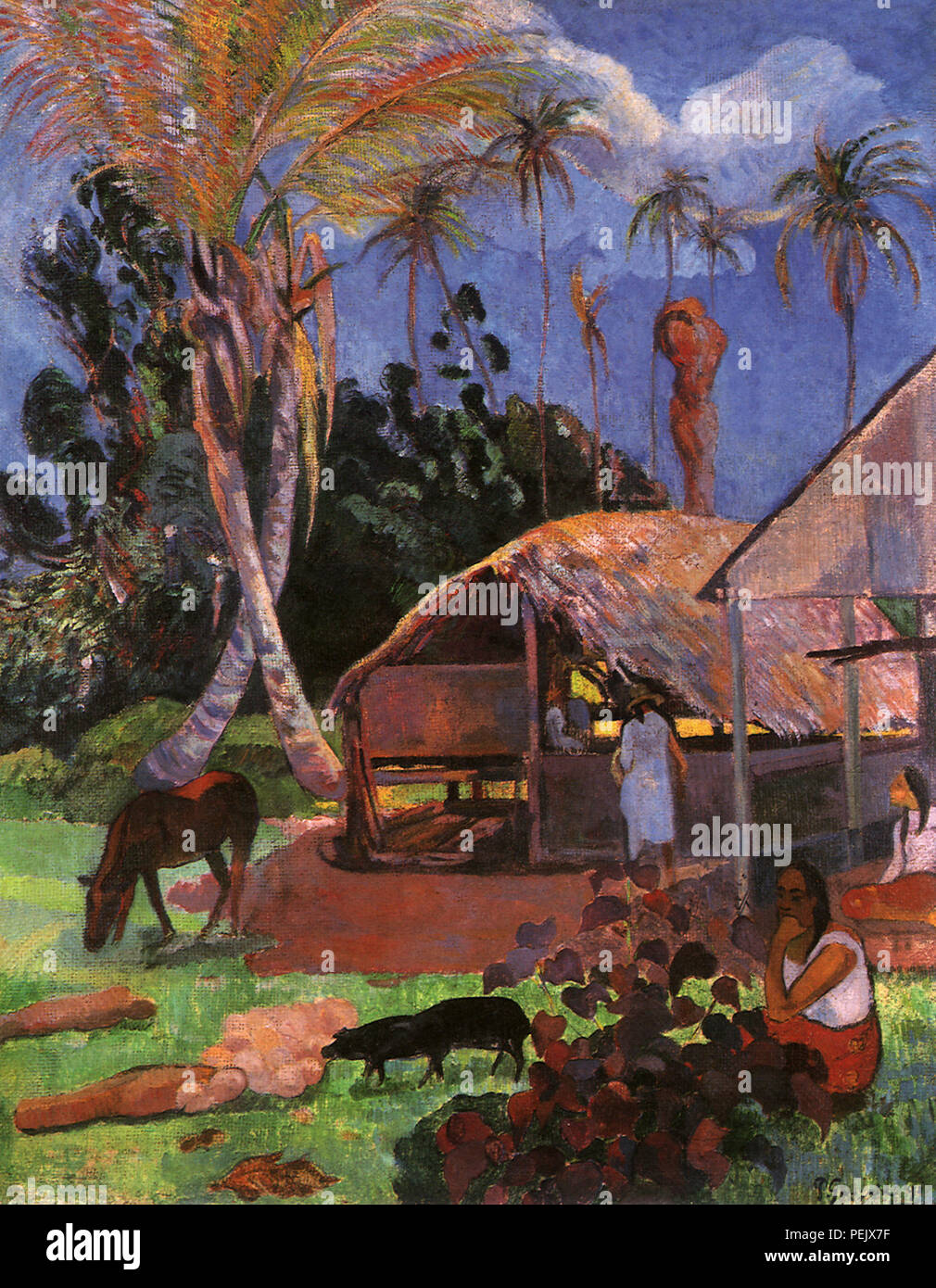 Die schwarzen Schweine, Gauguin, Paul Stockfoto