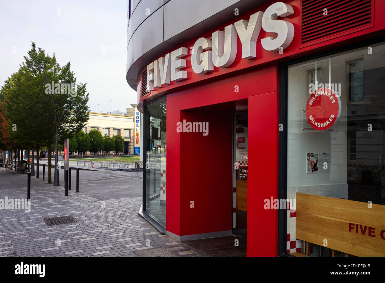 Fünf Jungs Burger Restaurant im Zentrum von Luton, Bedfordshire Stockfoto