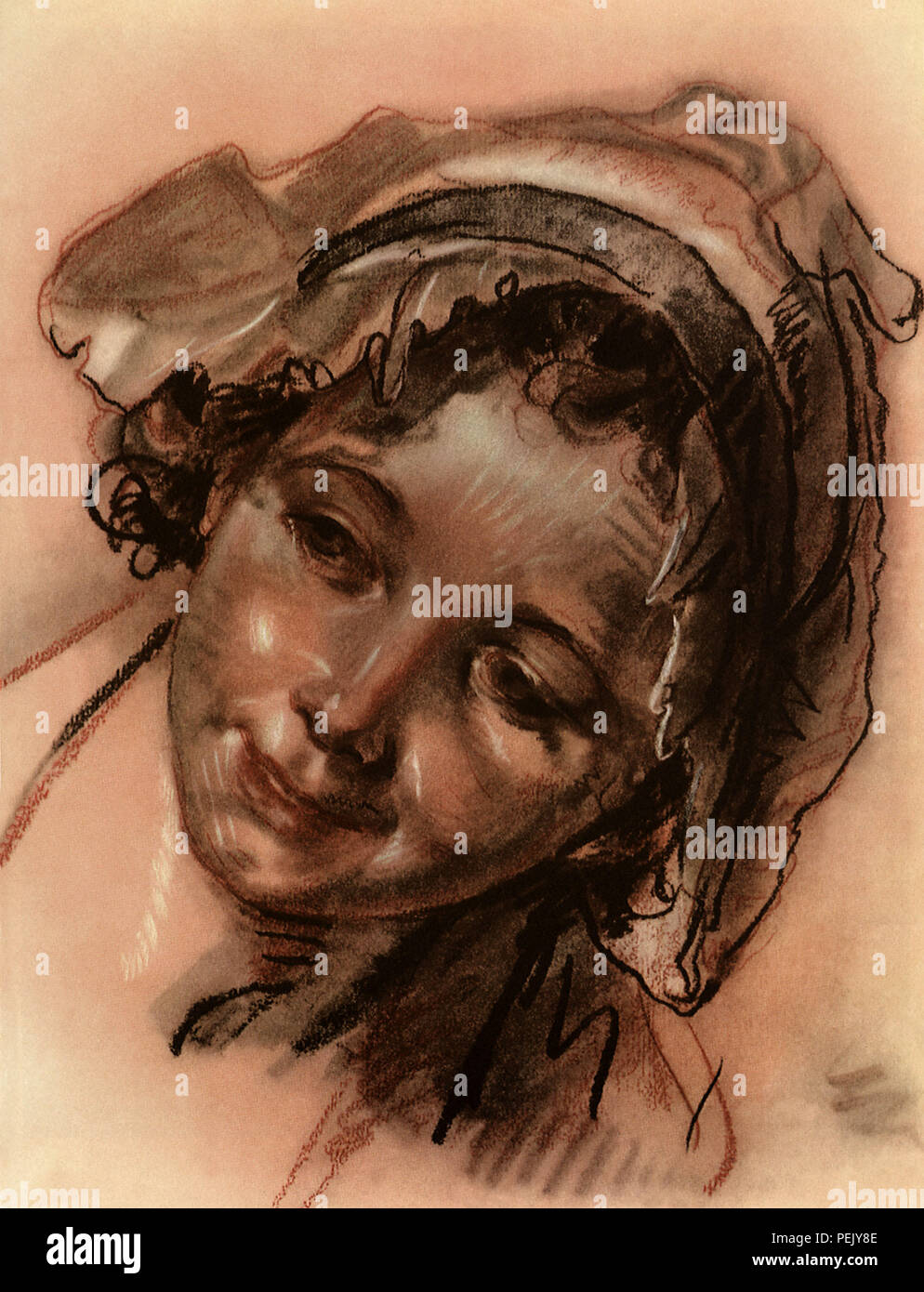 Junge Mädchen in eine Kappe, Greuze, Jean-Baptiste Stockfoto