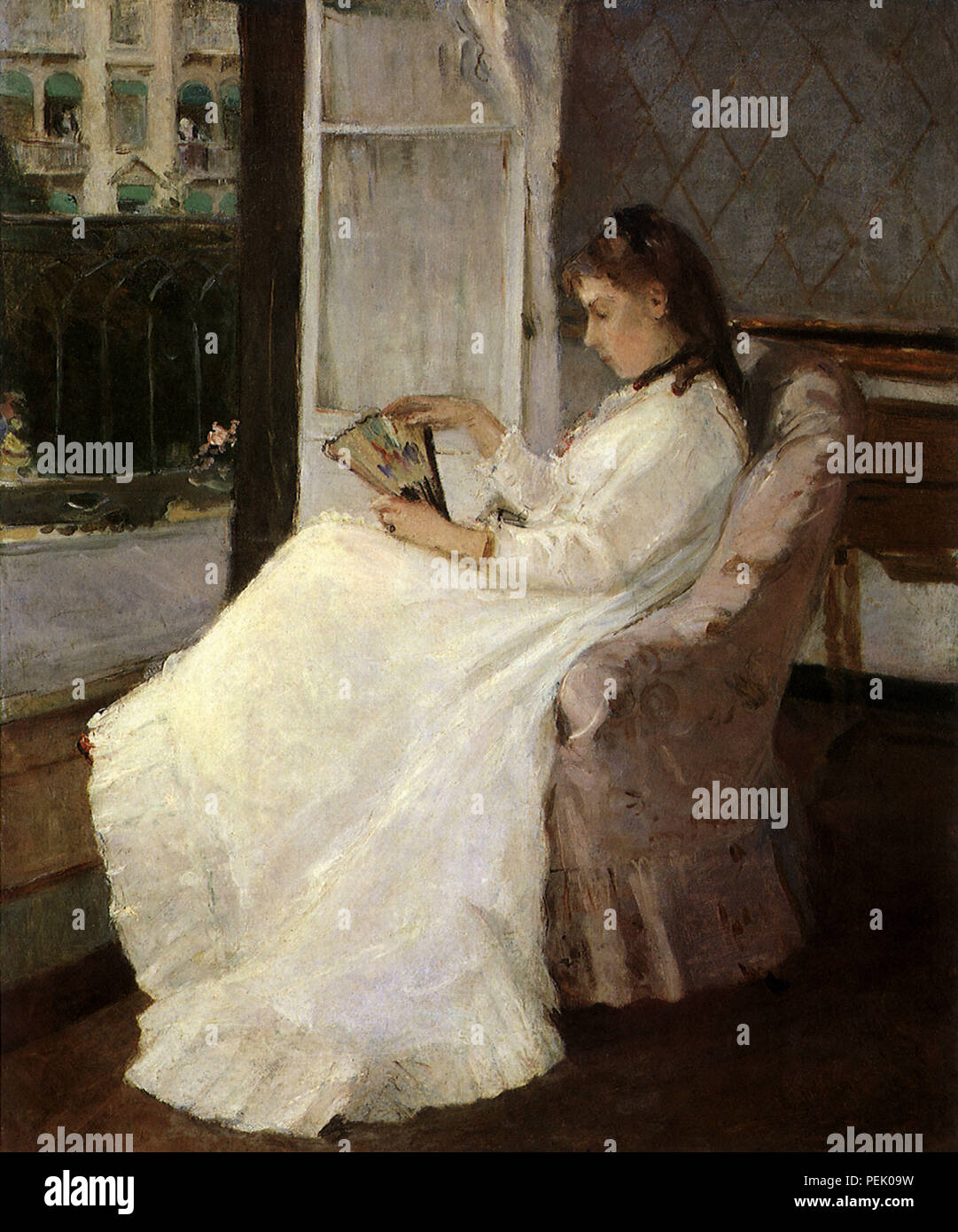 Des Künstlers Schwester an einem Fenster, Morisot, Berthe Stockfoto