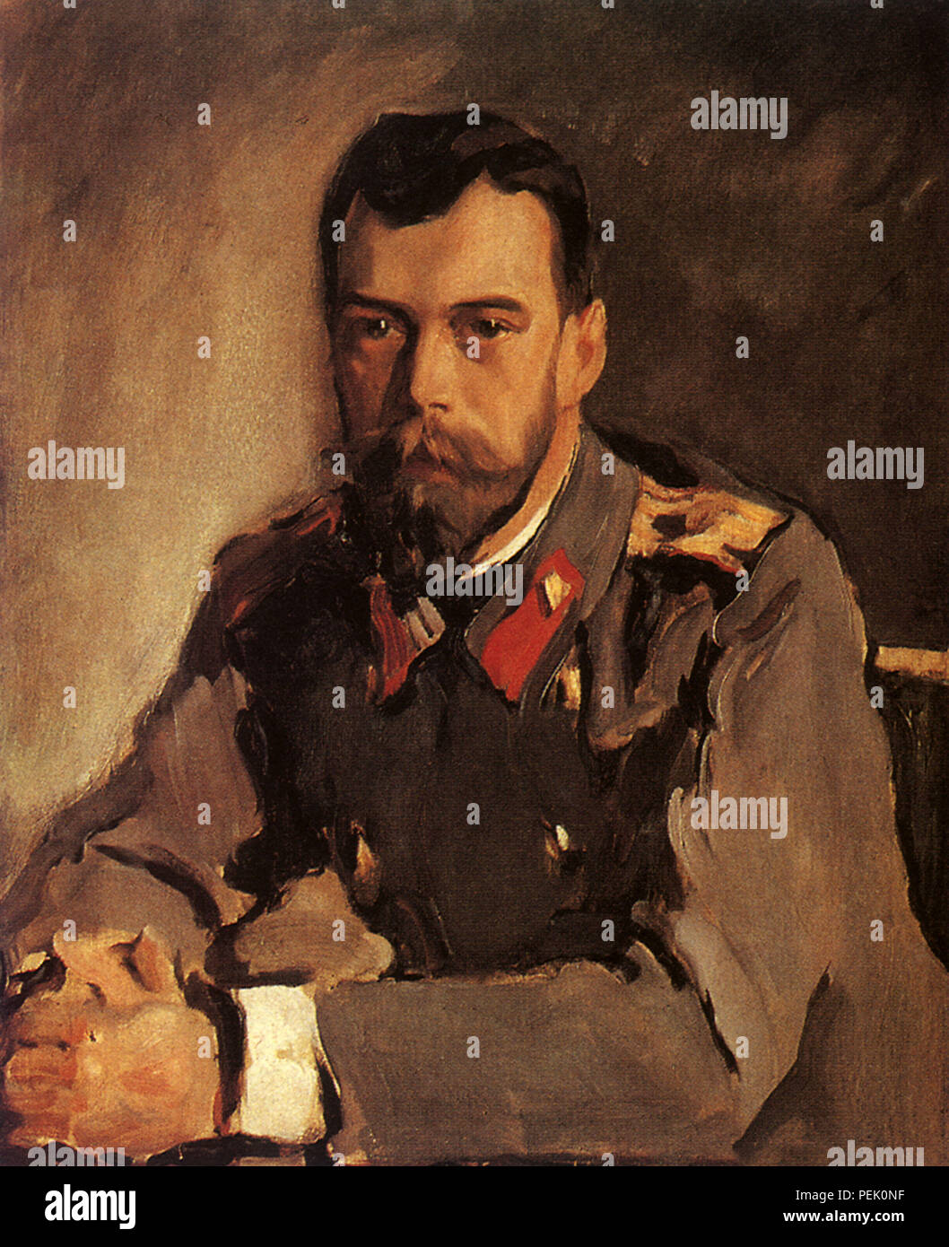Portrait von Nikolaus II., Serov, Valentin Alexandrovitch Stockfoto