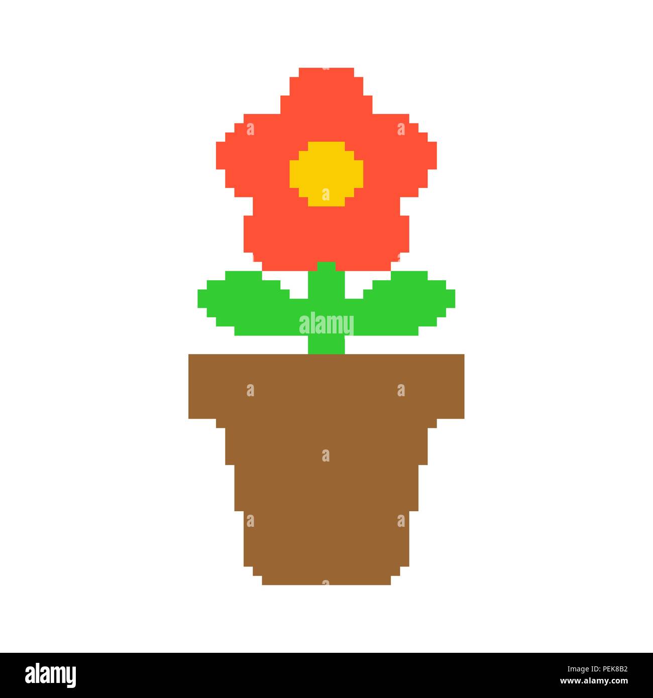 Blume im Topf pixel § 8 bit Vector Illustration Stock Vektor