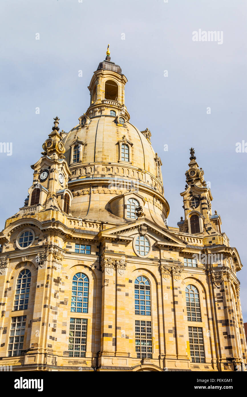 Wahrzeichen von Deutschland, barocke Kathedrale in Dresden Stadt. Stockfoto