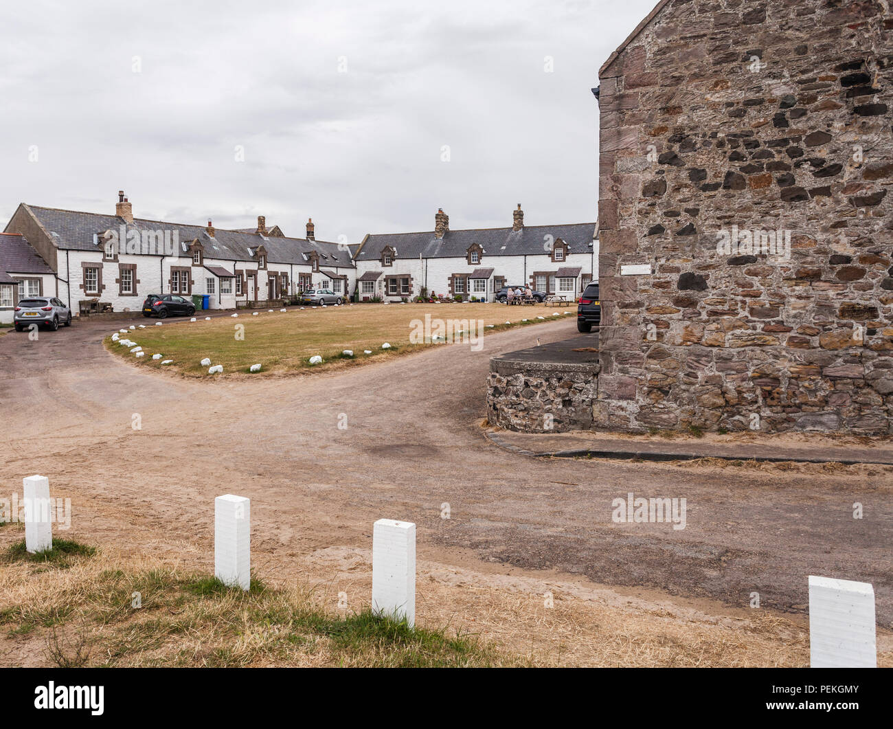 Cottages bei niedrigen Newton am Meer, Northumberland, England, UK, in der Nähe vom Strand Stockfoto