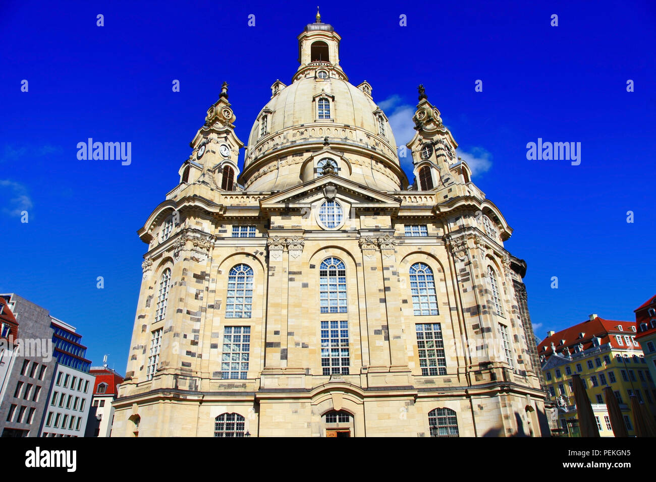 Beeindruckende alte Kathedrale in Dresden, Deutschland. Stockfoto