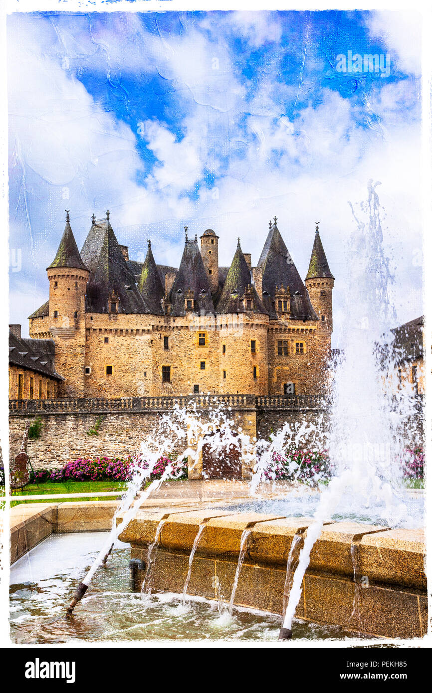 Elegante Jumilhac-le-Grand mittelalterliche Burg, Dordogne, Frankreich. Stockfoto