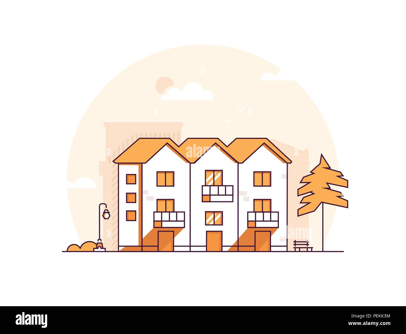 Apartment House - Moderne thin line Design Vector Illustration Stock Vektor