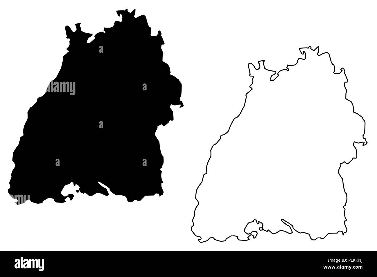 Baden-württemberg (Bundesrepublik Deutschland, Land Deutschland) Karte Vektor-illustration, kritzeln Skizze Baden-Württemberg (Baden-Württemberg) Karte anzeigen Stock Vektor