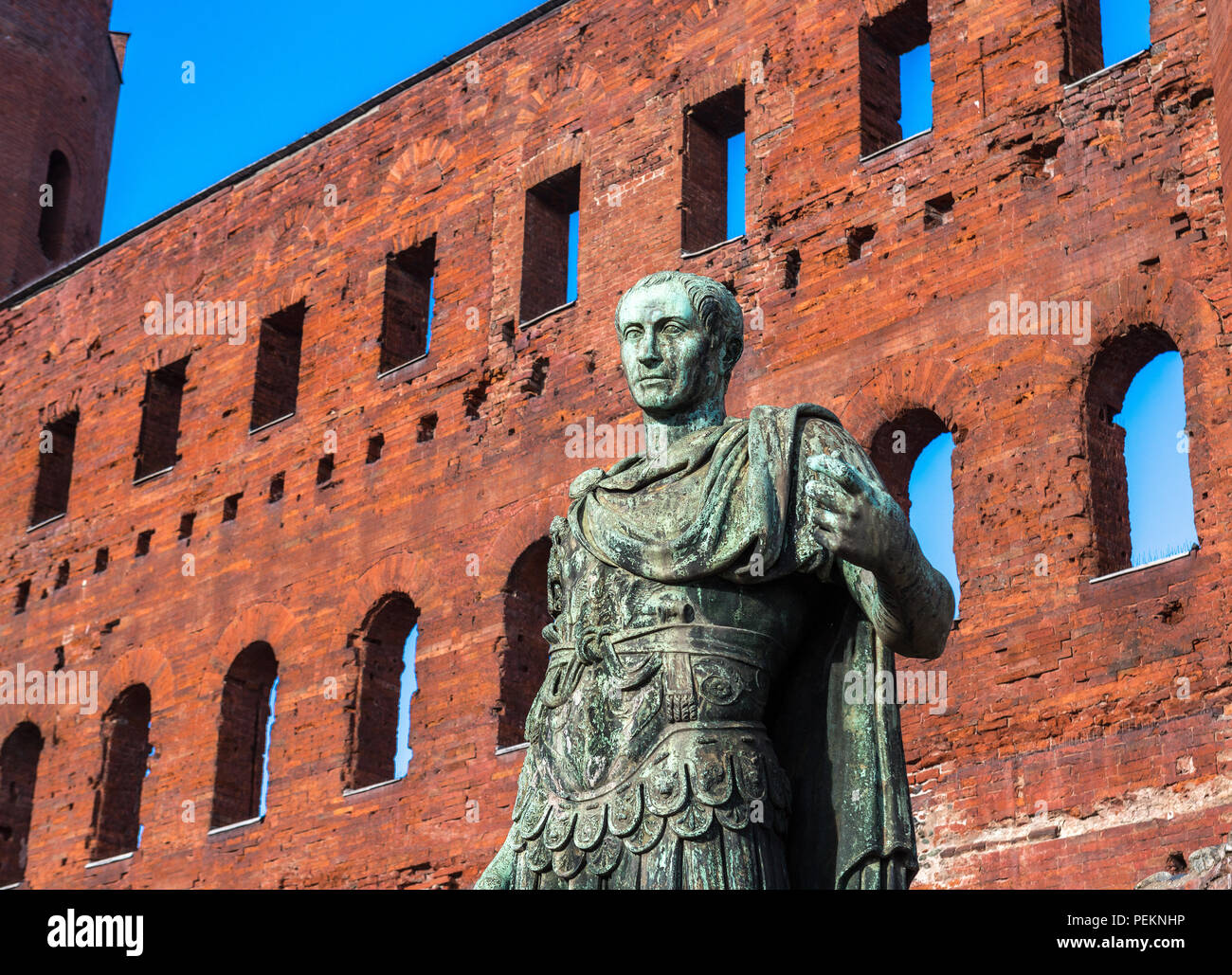 Giulio Cesare Denkmal, Mura Palatin Stockfoto
