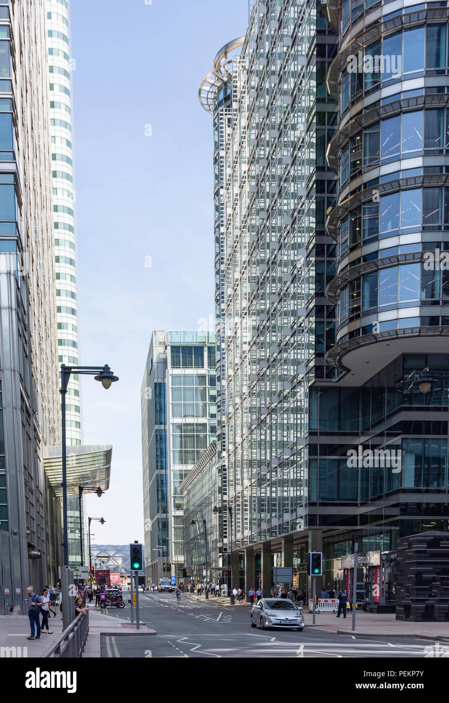 Upper Bank Street, Canary Wharf, London Borough of Tower Hamlets, Greater London, England, Vereinigtes Königreich Stockfoto