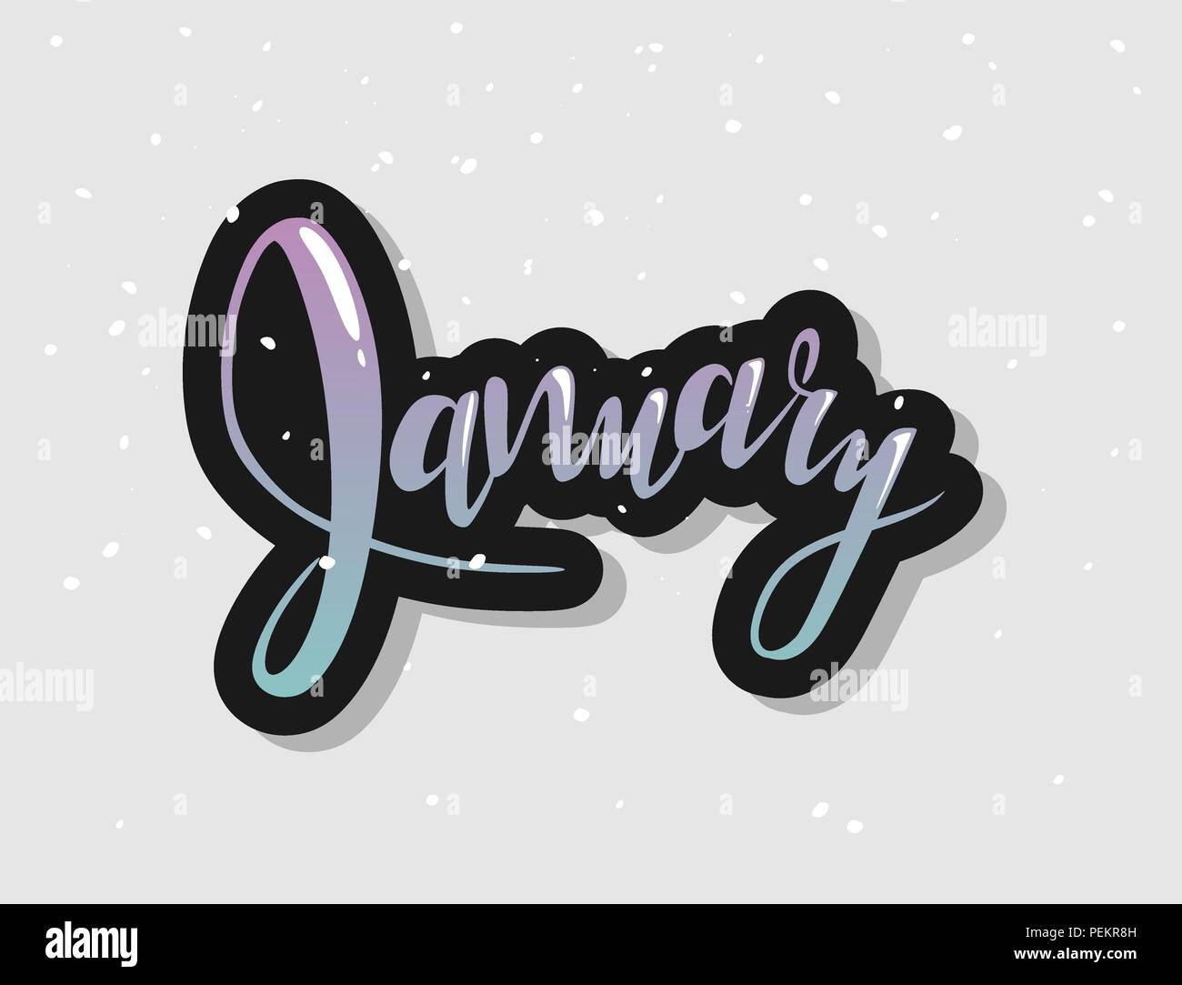 Januar unterzeichnen neues Jahr Monat logo ombre Schriftzug dekorativen Typografie gradient Kalligraphie Stockfoto