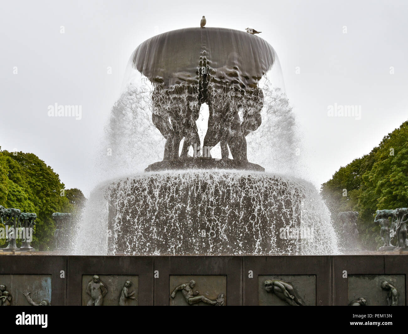 Oslo, Norwegen - 12.08.2018: Skulpturen von Gustav Vigeland (1869-1943), einem renommierten norwegischen Bildhauers, Frogner Park, Oslo. Stockfoto