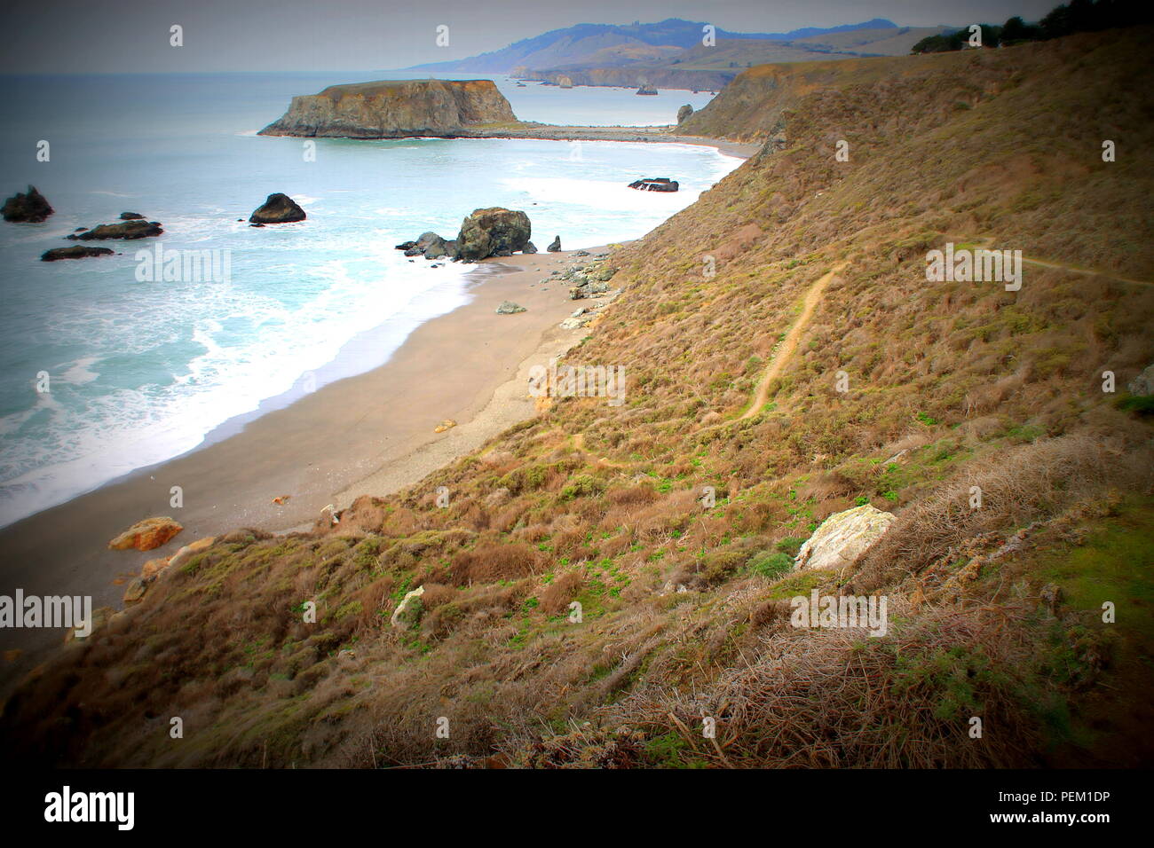 Küste entlang Ziege Rock in Jenner CA. Im Norden CA Stockfoto