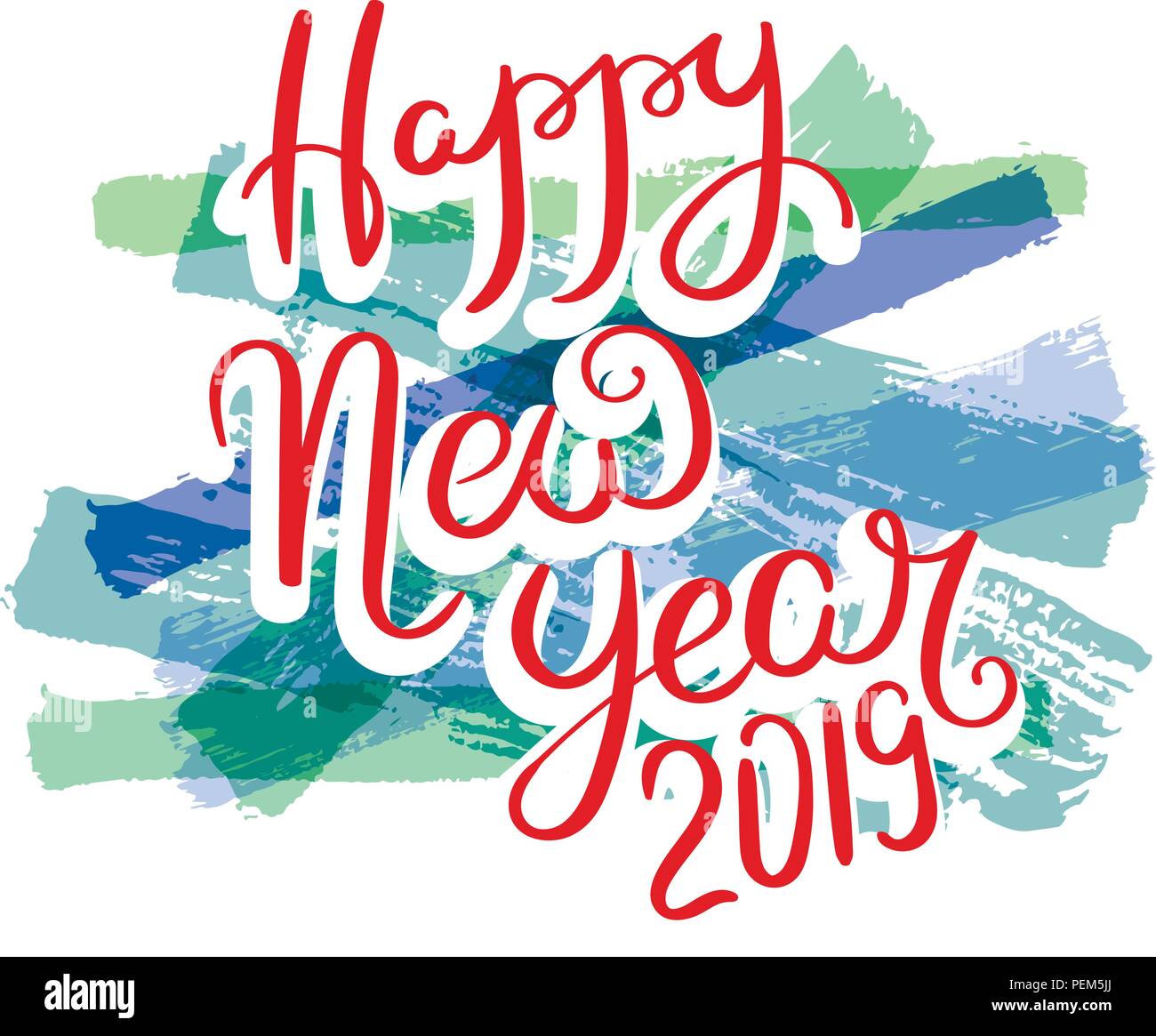Frohes Neues Jahr 2019 Hand Gezeichnet Motivation Zitat Kreative Vektor Typografie Konzept Fur Design Und Druck Bereit Fur Karten T Shirts Etiketten Stick Stock Vektorgrafik Alamy